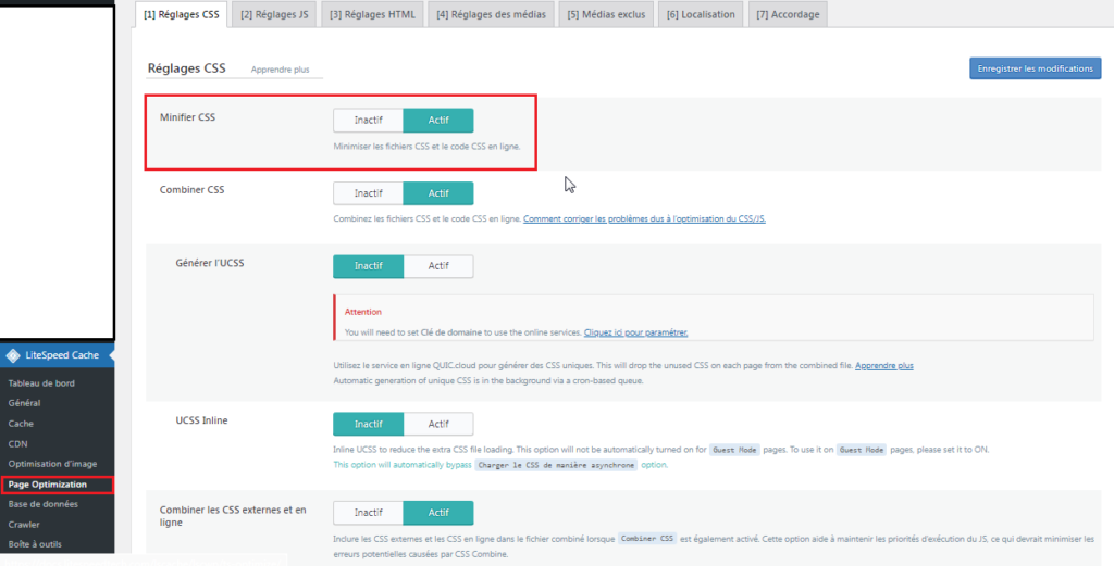 litespeed cache minify css/js