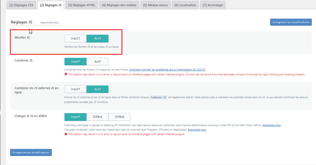 litespeed cache minify css/js